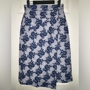 Halogen Blue Plaid Floral Skirt NWT Sz 2